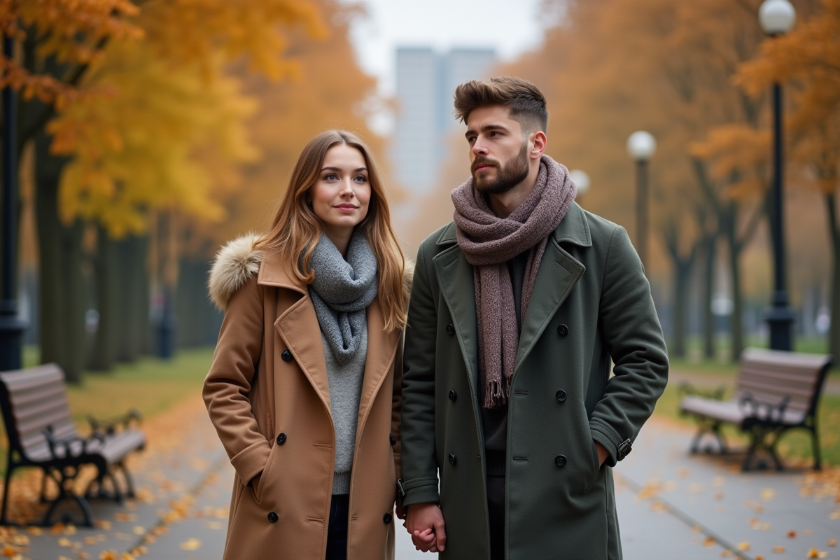 Jeune couple main dans la main dans un parc d