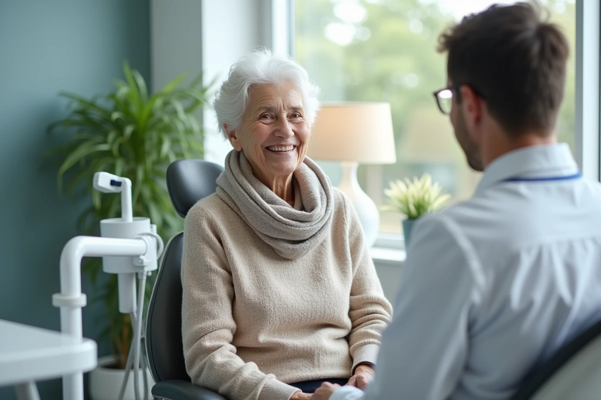 Femme âgée souriante lors d