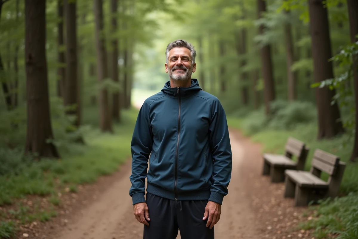 Homme en pleine nature sur un sentier forestier