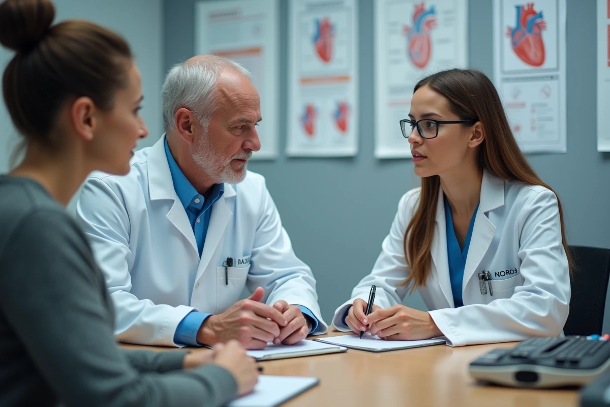 Médecin en blouse blanche expliquant à une étudiante en médecine