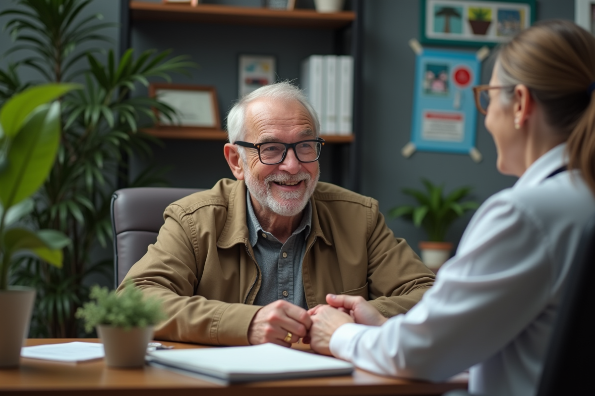 Docteur accueillant un patient dans son cabinet