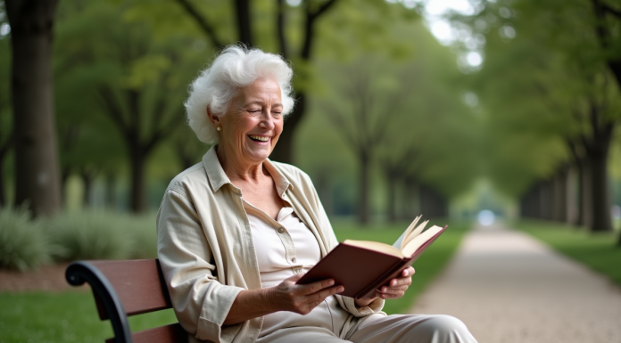 Heureux en vieillissant : Conseils pour profiter pleinement de la vie Femme âgée lisant dans un parc tranquille